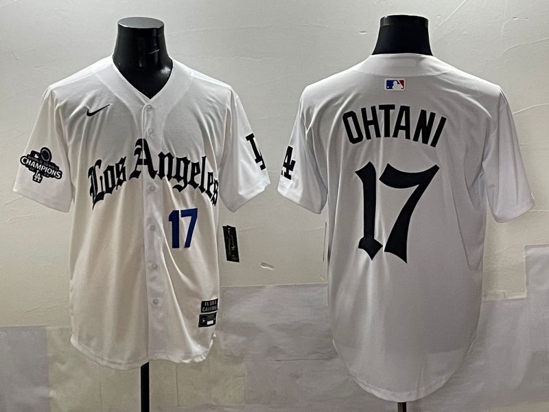Men 2025 Los Angeles Dodgers #17 Ohtani White Five generations Joint Name Nike MLB Jersey style 5183->los angeles dodgers->MLB Jersey